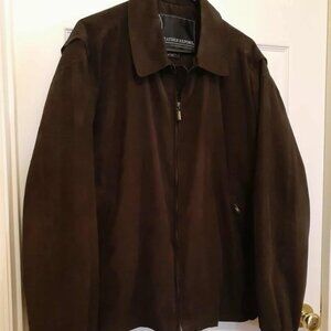 Weather Report by Weatherproof Microsuede Brown Zip Up Bomber Style Jacket